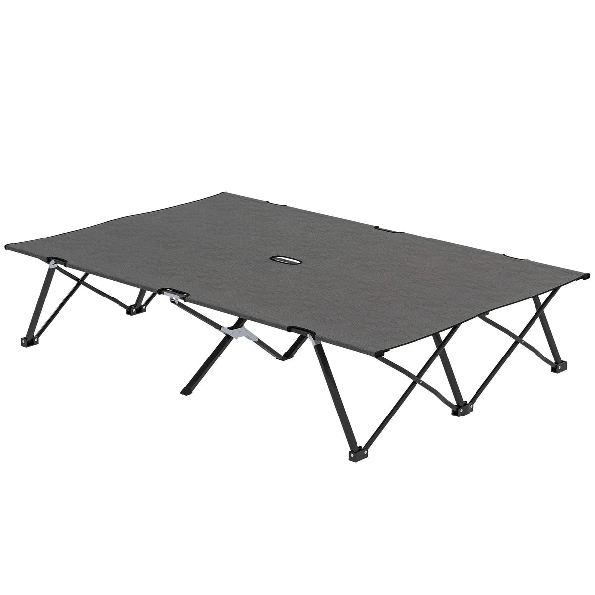 Outsunny double camping cot bed charcoal grey with oxford fabric and sturdy frame means it holds two people comfortably