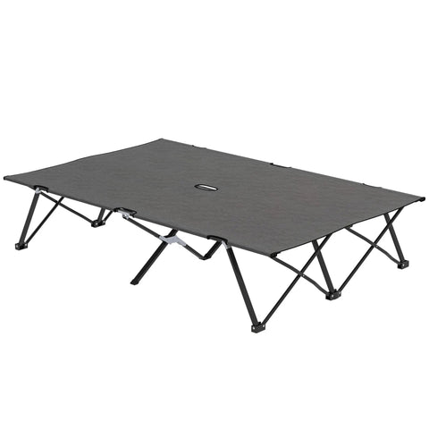 Outsunny double camping cot bed charcoal grey with oxford fabric and sturdy frame means it holds two people comfortably