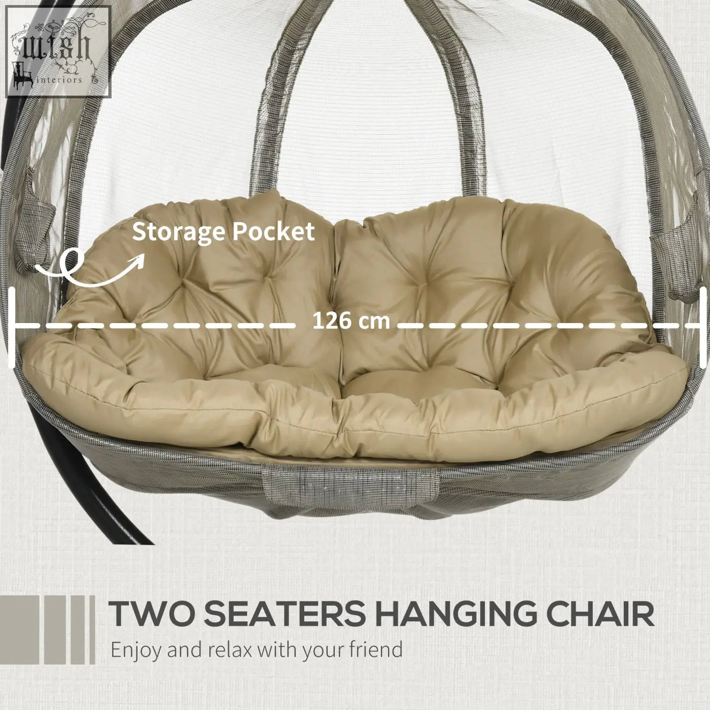 Beige tufted cushion for outsunny brown hanging egg chair seat basket perfect for indoor and outdoor use