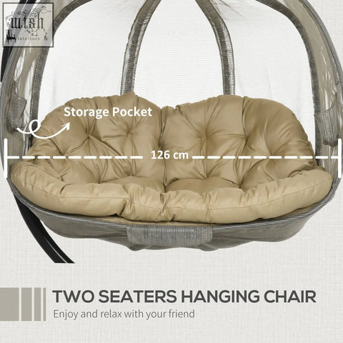 Beige tufted cushion for outsunny brown hanging egg chair seat basket perfect for indoor and outdoor use
