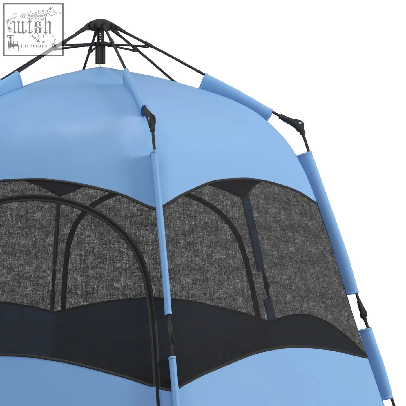 Light blue outsunny double layer dome tent with mesh windows guy ropes and storage pockets for camping and festivals