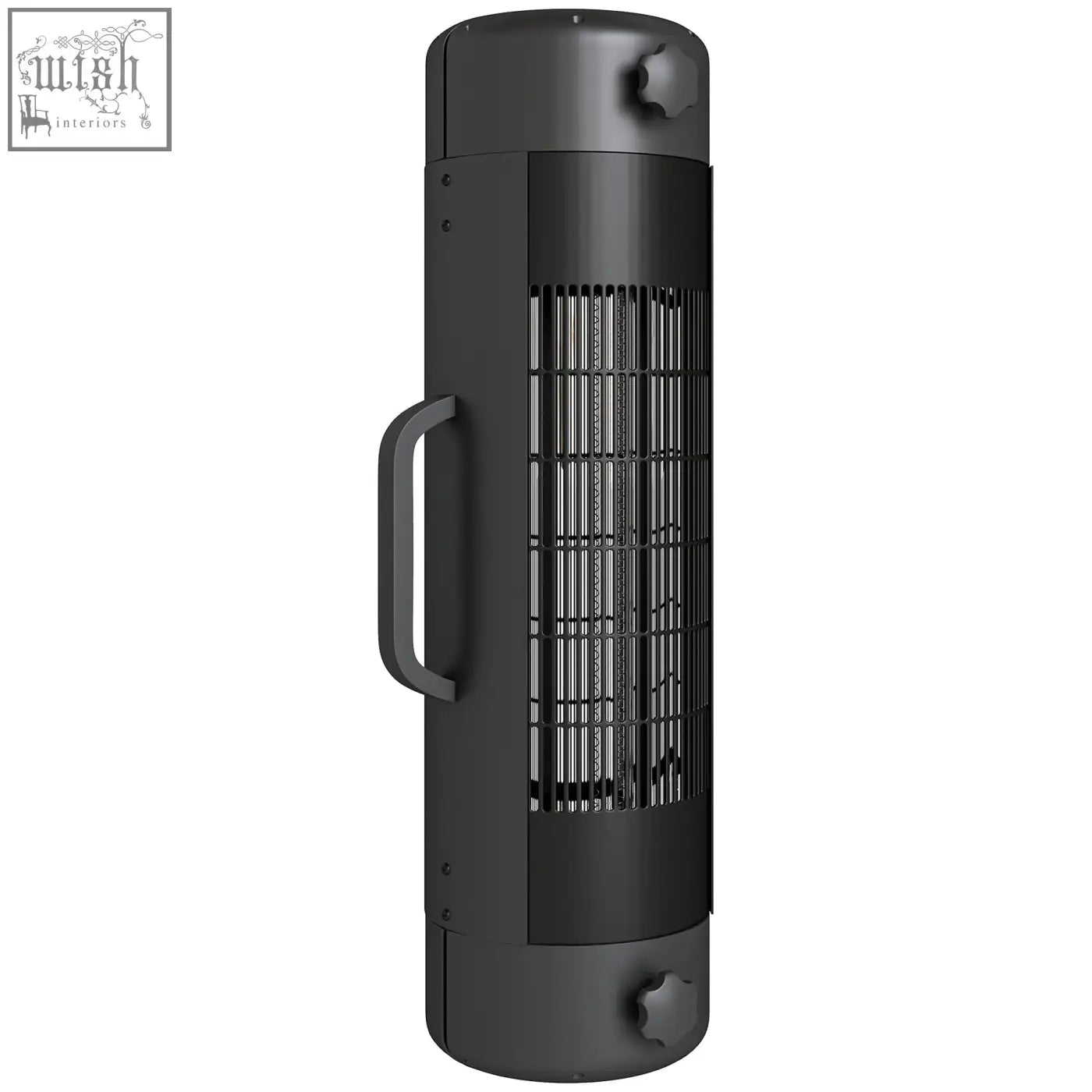 Black cylindrical outsunny electric patio heater with handle mesh grille 2 heat settings for outdoor use