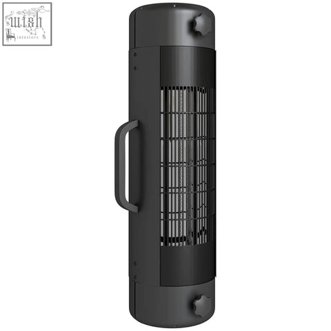 Black cylindrical outsunny electric patio heater with handle mesh grille 2 heat settings for outdoor use