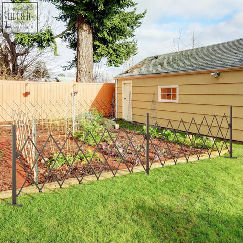 Outsunny expanding dark brown aluminium garden fence with black metal diamond pattern great climbing aid and trellis panel