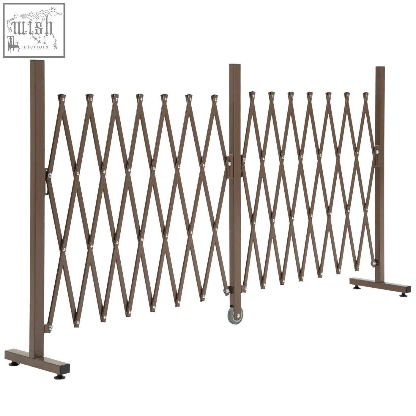 Brown metal outsunny expanding trellis fence with wheels and sturdy base for easy climbing aid and garden screening