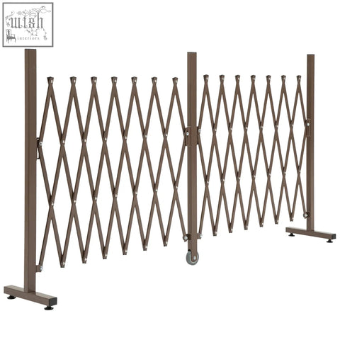 Brown metal outsunny expanding trellis fence with wheels and sturdy base for easy climbing aid and garden screening