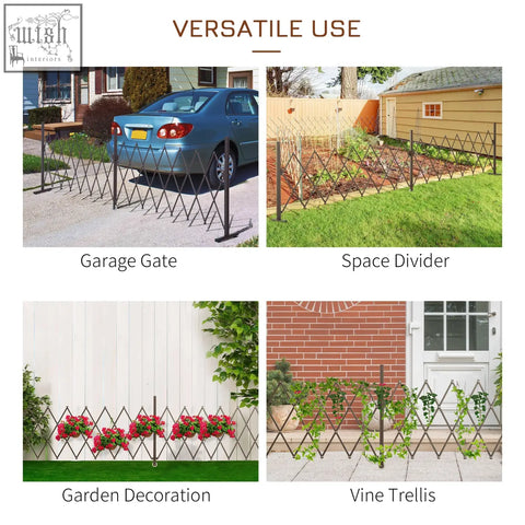 Outsunny expanding dark brown aluminium lattice garden fence with diamond panels and adjustable height climbing aid