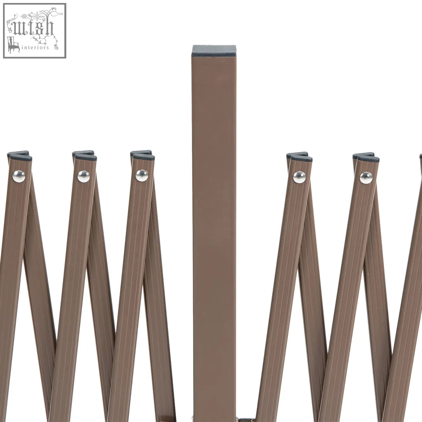 Brown metal folding gate with matte finish and silver caps in outsunny expanding dark brown aluminium climbing aid fence