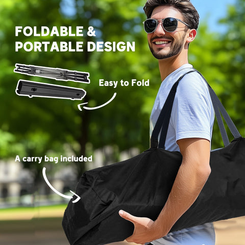 Black oxford cloth storage bag with adjustable straps for outsunny folding camping table and storage basket