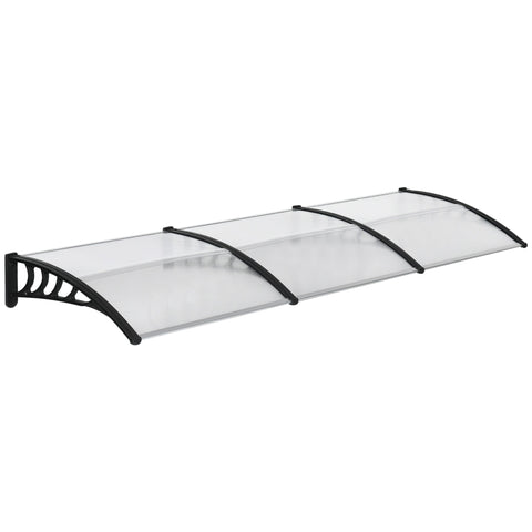 Outsunny front door canopy with black aluminium frame and clear curved shape polycarbonate panels for porch or window