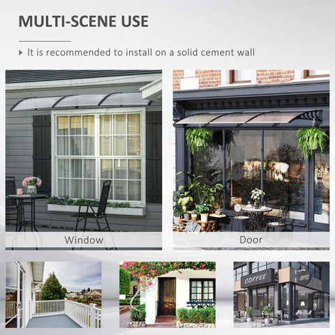 Outsunny front door canopy with clear acrylic curved shape and black aluminium frame for porch and windows