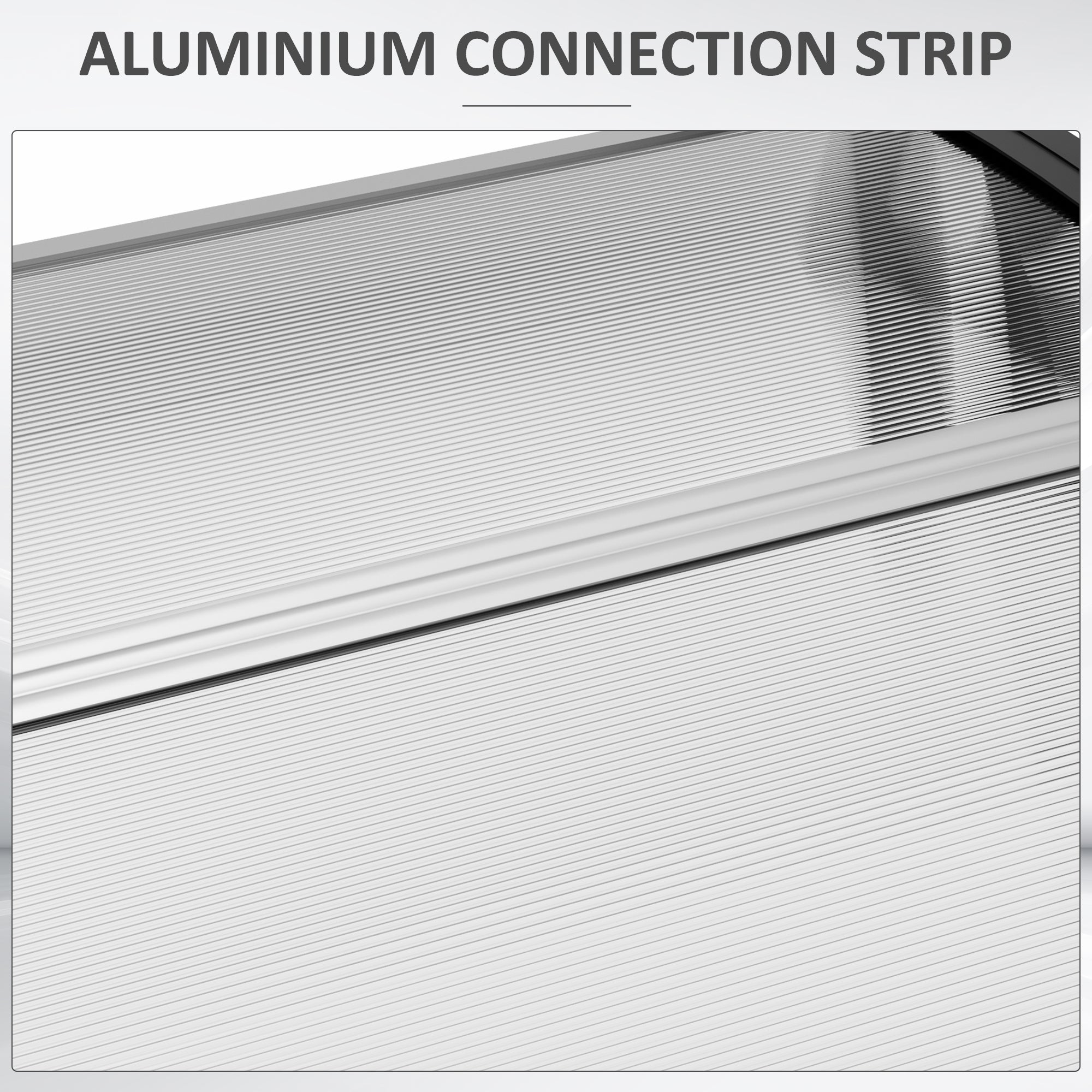 Silver aluminium frame connection strip with sleek ribbed texture for outsunny curved shape door canopy