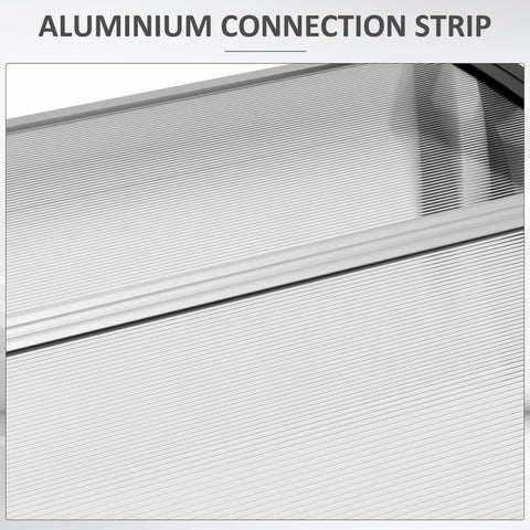 Silver aluminium frame connection strip with sleek ribbed texture for outsunny curved shape door canopy