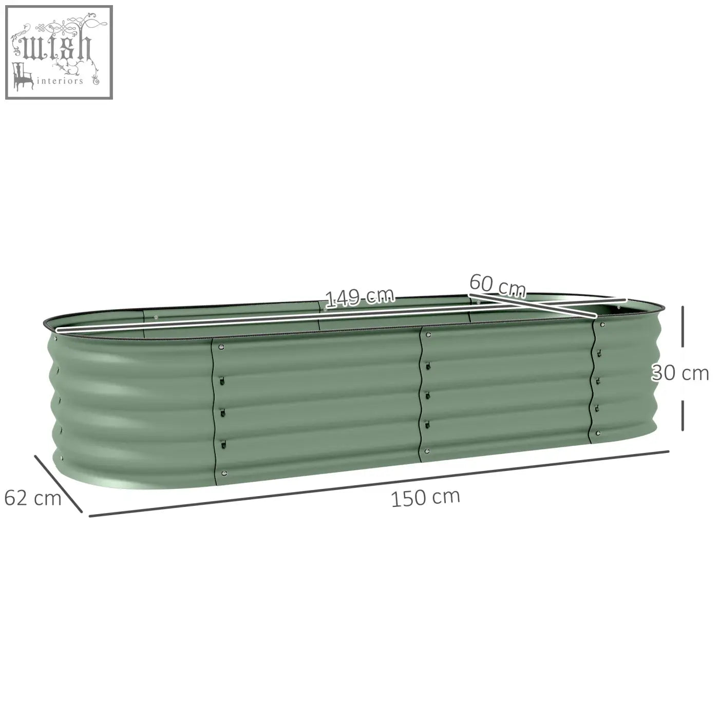 Outsunny galvanised steel oval raised garden bed in olive green with safety edging for direct contact and carry safely use