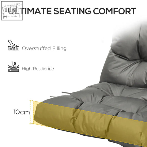 Outsunny garden back chair seat cushion with light grey fabric cover and 10cm overstuffed filling for outdoor use