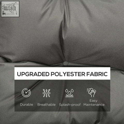 Dark gray puffer jacket made from upgraded polyester fabric with a light grey fabric cover seat cushion for indoor use