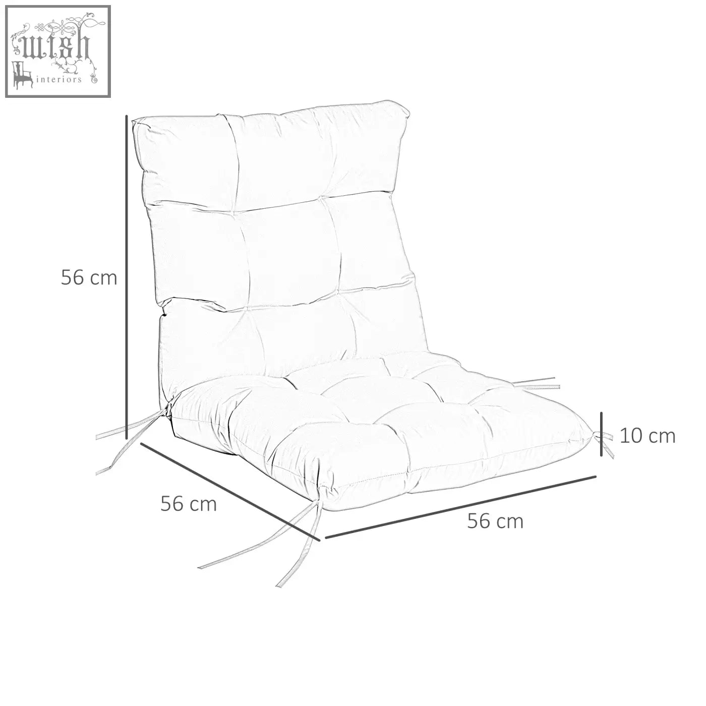 Outsunny garden back chair seat cushion in light grey with fabric cover and tie fastenings for outdoor and indoor use