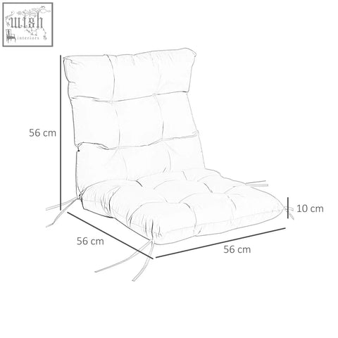 Outsunny garden back chair seat cushion in light grey with fabric cover and tie fastenings for outdoor and indoor use