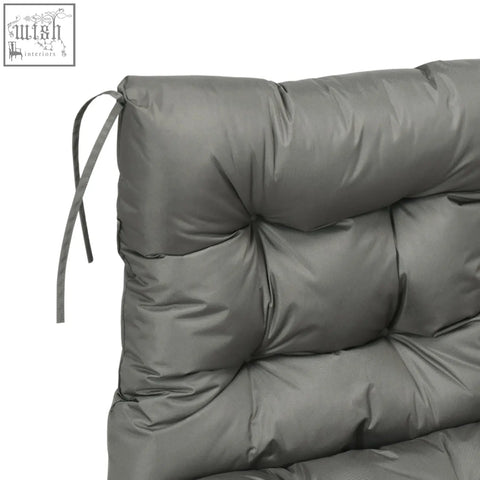 Gray quilted outsunny garden back chair cushion with drawstring tie light grey fabric cover seat cushion for outdoor use