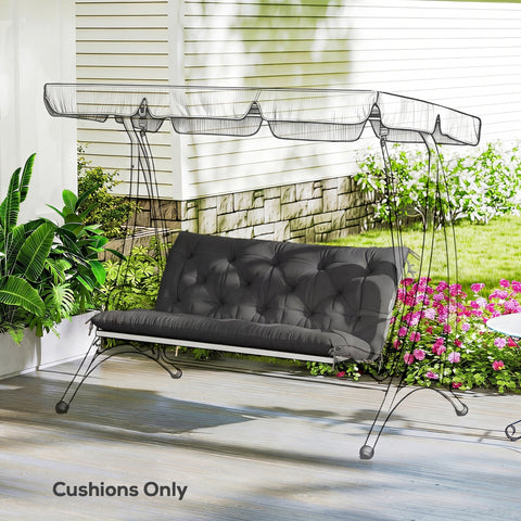 Black tufted fabric cover cushions with tie fastenings for outsunny 2 seater polyester swing chair cushion