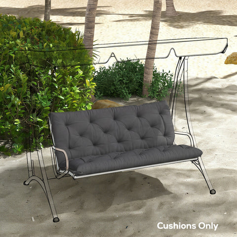 Dark gray outsunny garden bench cushion set with plush fabric cover and tie fastenings for 2 seater swing chair