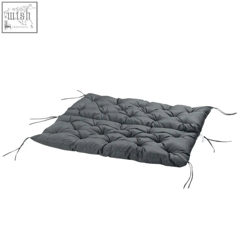 Dark grey outsunny garden bench cushion with tufted polyester fabric and tie fastenings for indoor and outdoor use