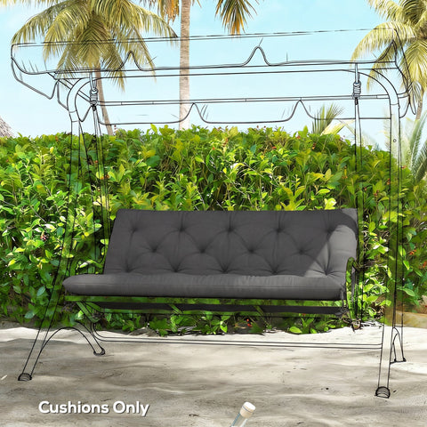 Black tufted cushion set for outsunny 2 seater swing chair with tie fastenings and durable polyester fabric cover