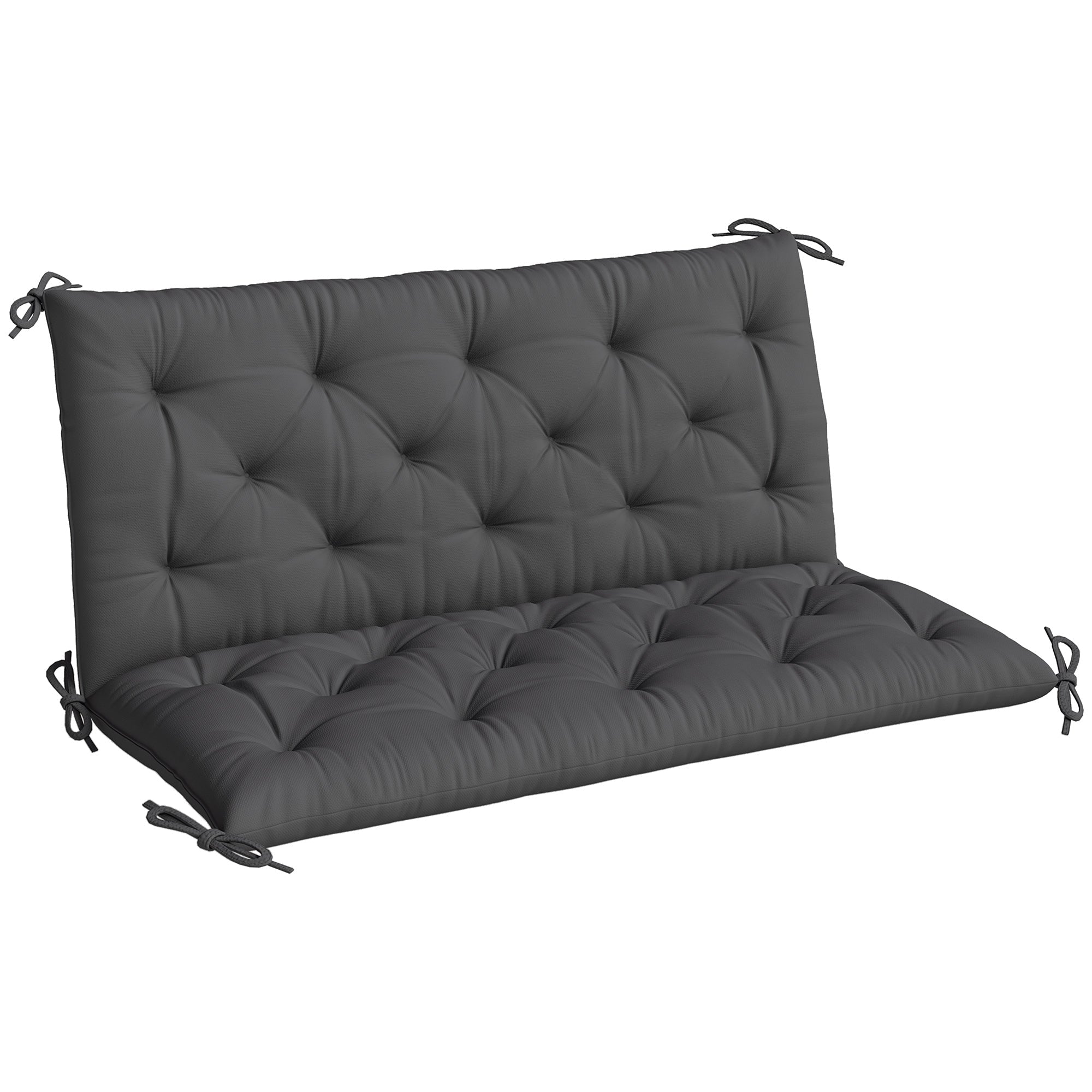 Outsunny garden bench cushion in dark gray with tufted polyester fabric cover and tie fastenings for indoor outdoor use