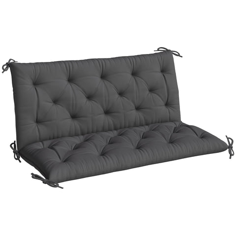 Outsunny garden bench cushion in dark gray with tufted polyester fabric cover and tie fastenings for indoor outdoor use
