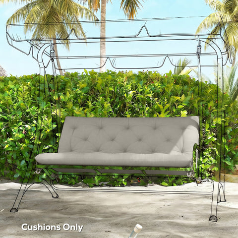Gray tufted outsunny garden bench cushion with fabric cover and tie fastenings for 2 seater metal swing bed