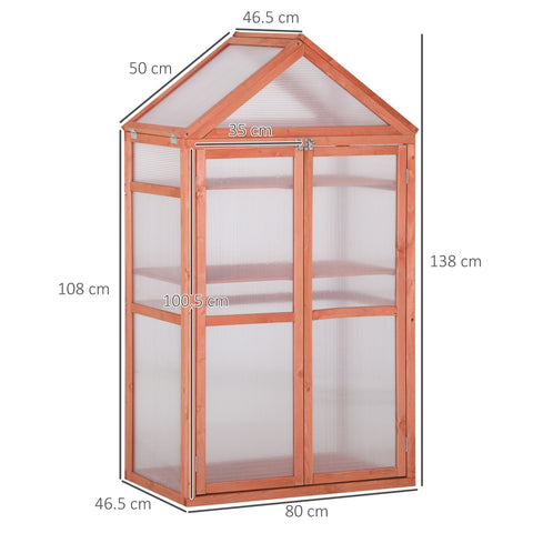 Wood frame outsunny garden cold frame greenhouse in orange with adjustable shelves and translucent ribbed panels