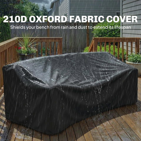 Black 210d oxford fabric waterproof cover protecting outsunny garden bench with liftable table from rain and dust