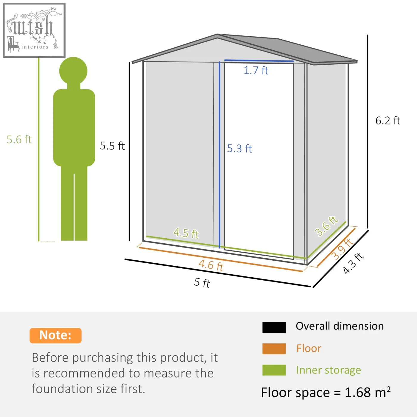 Gray metal outsunny garden shed with sliding door and foundation kit included measuring 6.2 feet tall by 5 feet wide