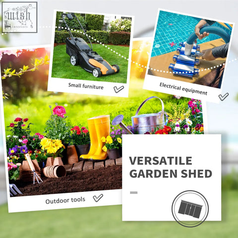 Versatile outsunny garden metal tool storage shed in green with sliding door and foundation kit included for stability