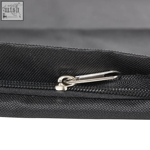 Black textured zipper with silver metal pull tab on outsunny garden parasol cover made of 300d oxford cloth