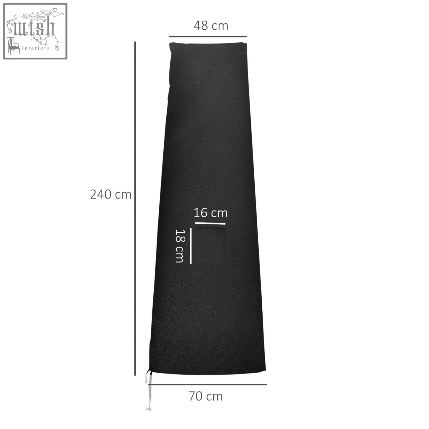 Black Outsunny garden parasol cover made of textured 300d Oxford cloth with reinforced stitching for outdoor use