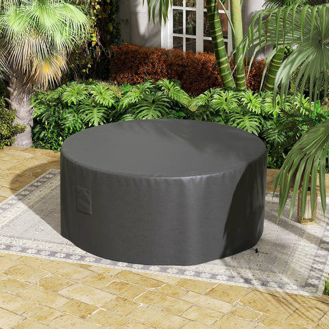 Dark gray outsunny garden patio round table cover with pvc coating 600D oxford fabric and side patch