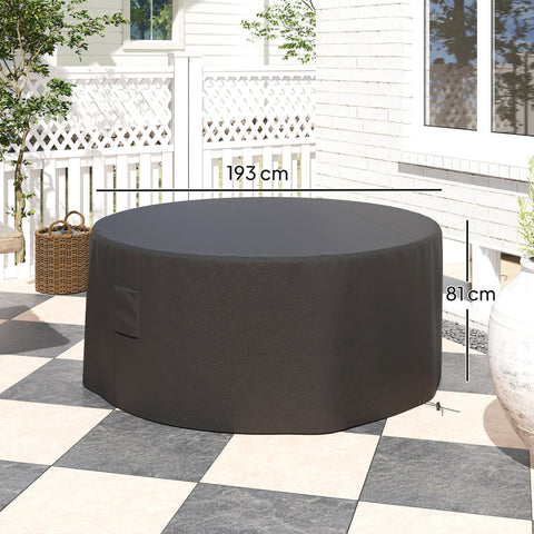 Outsunny garden patio large round furniture cover in black 600d oxford with pvc coating and reinforced stitching