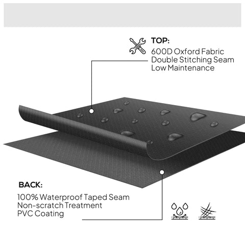 Outsunny garden patio large furniture set round cover in black 600d oxford fabric with double stitching and pvc coating