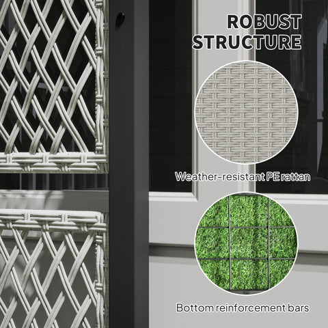 Outsunny garden planter box in mixed-grey weather-resistant pe rattan with built-in trellis for climbing plants