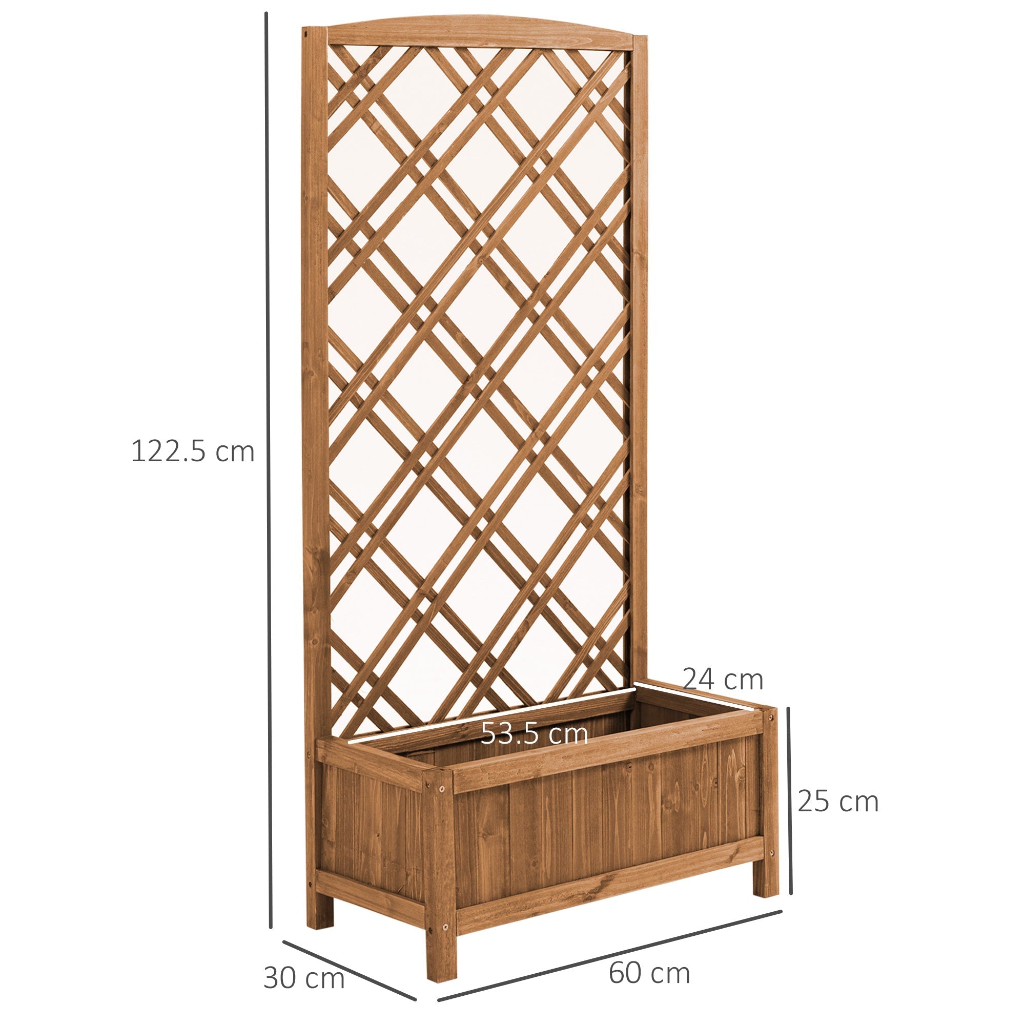 Outsunny garden planter with trellis featuring a tall fir wood garden bed with natural finish and diamond lattice trellis design