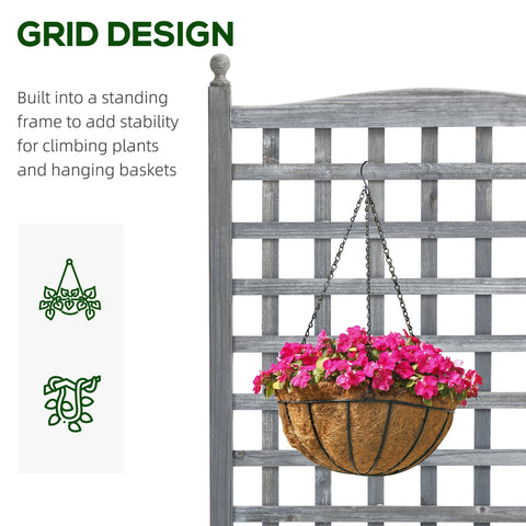 Outsunny garden planter hanging basket with vibrant pink flowers in brown coconut fiber liner with two leakage holes