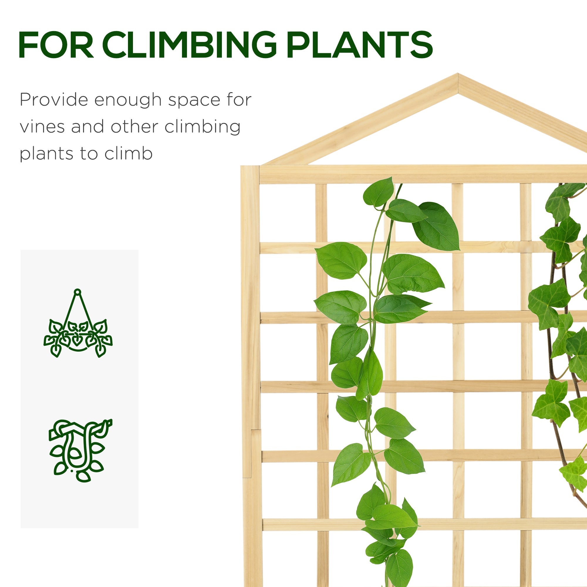 Outsunny garden bed with light wooden trellis for vine climbing natural tone with paint coating finish