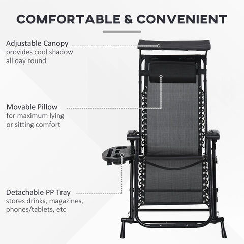Black Outsunny garden rocking chair with adjustable reclining mesh seat and powder-coated steel frame for outdoors