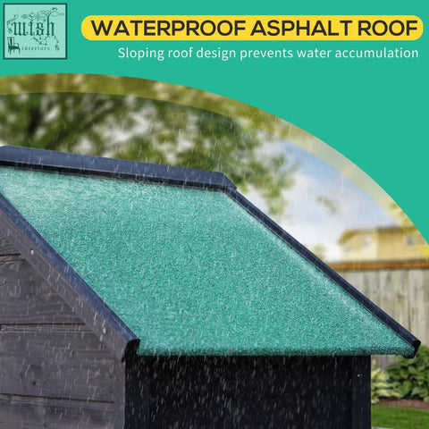 Outsunny garden shed with green textured asphalt sloped roof black trim fir wood outdoor spaces utility cabinet
