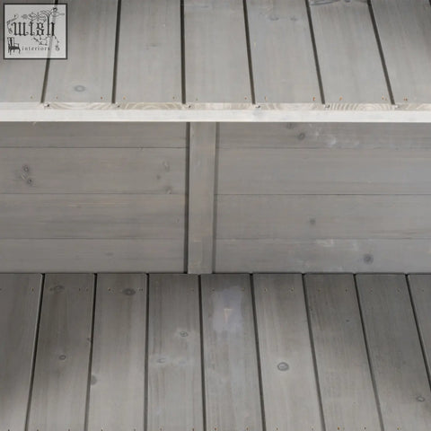 Gray solid fir wood deck planks with visible grain and knots for outsunny garden storage shed 2 door unit