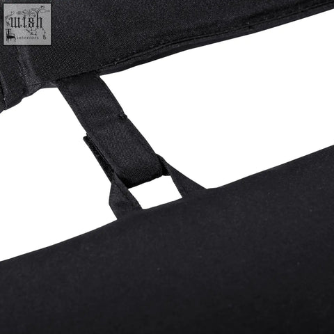 Black fabric strap with reinforced stitching and looped end on the back of outsunny lounger cushion for garden lounge chairs