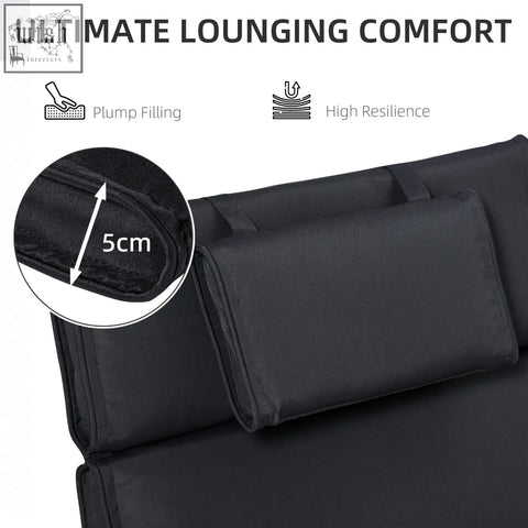 Black cushioned lounge chair with plush filling and high resilience design perfect as a lounger cushion replacement