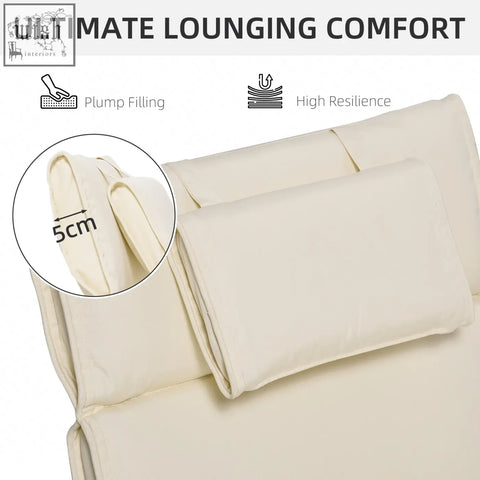 Cream white outsunny lounger cushion with plush soft texture and neat seams for garden lounge chairs