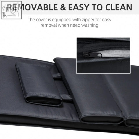 Black fabric cover with zipper for easy removal and cleaning on outsunny lounger cushion for garden lounge chairs